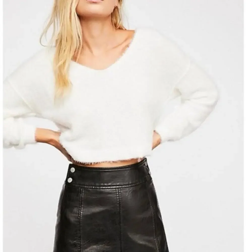 Free People Faux Leather Black Mini Skirt size 4